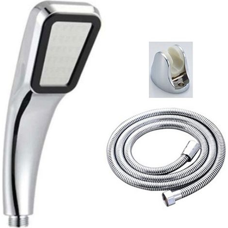 Pomme de Douche Rectangulaire Haute Pression 300 Jets Économique avec Support Réglable pour Salle de Bain (1/5)