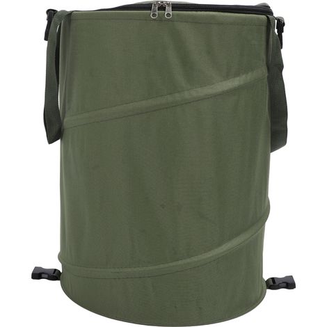 Poubelle de camping portable multifonctionnelle grande capacité en tissu Oxford 600D, avec couvercle, vert olive (1/5)