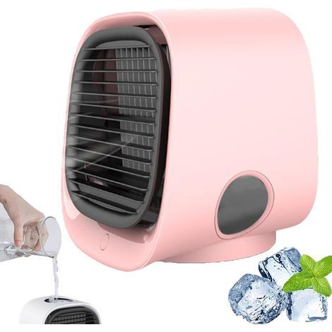 Climatiseur Portable, Ventilateur De Refroidissement Instantané Alimenté Par Usb Avec Brouillard D'eau, 3 Réglages De Vitesse (Rose) (1/5)