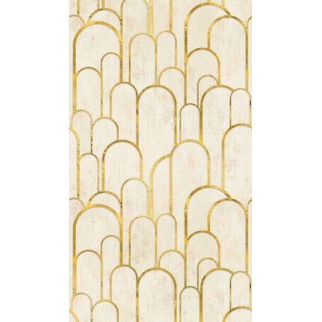 Papier peint intissé Art déco Beige, Crème, Or - 1,59 x 2,8 m (1/3)