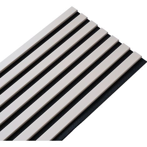 Decoon – Panneau décoratif mural acoustique en bois – Lamelles placage gris sur feutrine – Dimensions 250 x 30 cm – Amélioration acoustique