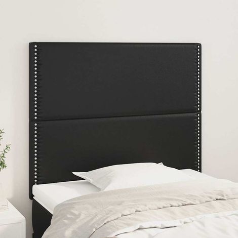 vidaXL Cabecero de cama negro 90x5x118/128 cm piel sintética (1/5)
