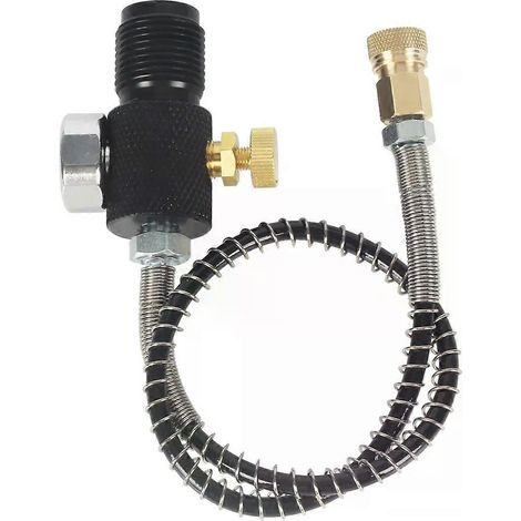 Adaptateur de remplissage pour bouteille d'air comprimé HPA 4500 psi (300 bar), raccord pour bouteille de respirateur, vanne grand format vers petit format avec manomètre et tuyau en option (1/4)