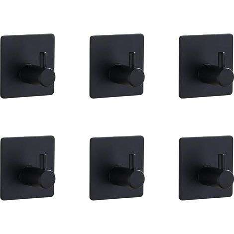 Ganci in plastica resistenti, confezione da 6 ganci da parete, ganci in acciaio inossidabile, adatti per casa, bagno, cucina, ufficio, soggiorno (nero). (1/2)
