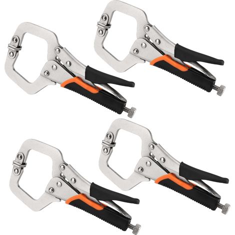 Lot de 4 pinces à étau de soudage en métal, colliers de serrage en C 15,2 cm avec vis réglables et patins pivotants pour travail du bois, soudage, alignement et armoires (1/5)