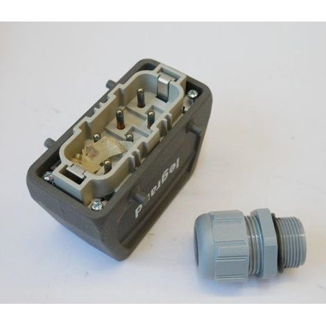 Connecteur multipôles 6P+T 32A 400V capot mâle sortie verticale metal IP65 Hypra Legrand