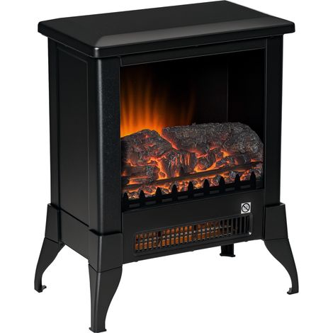 HOMCOM Electric Fireplace Stove, Freestanding Fireplace Heater W/ Flame Effect (1/5)