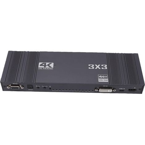 Contrôleur de Mur Vidéo 4K, Processeur Multi-écran 3x3 avec 13 Modes D'épissage et Télécommande, pour Interface Multimédia Haute Définition, Affichage Mural TV (Prise UE) (1/5)