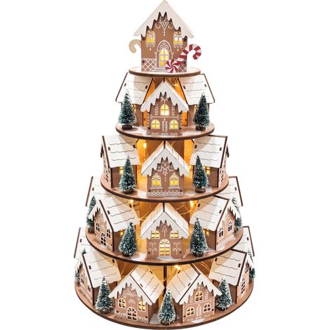 Decoración de Navidad de madera con LED adorno a pilas accesorios navideños marrón claro Kellokoski (1/5)