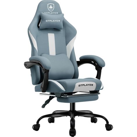 Silla gaming, diseño ergonómico, características ajustables, color azul. (1/2)