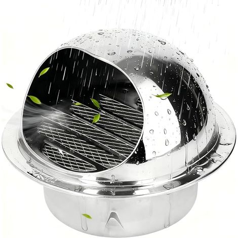 Stainless Steel Vent Grills, Round Ventilation Grille Cover with Fine Mesh Air Grille, Wall Air Outlet, External Extractor for Ventilation(100mm/3.9in) (1/5)