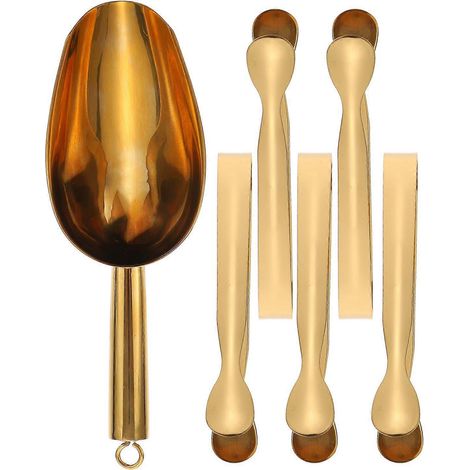 ensemble de pelle à glace en acier inoxydable, pinces de service pour aliments, pinces de cuisine de restaurant-19.00X5.80X3.00CM-Golden (1/4)
