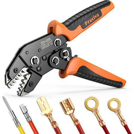 Pince à Sertir, Circlip Pince a Sertir pour ATX/EPS/PCIE/SATA Connecteur Bêche, 0.08-1.5mm²/28-16 AWG Pince à Sertir à Cliquet Pince a Cosse pour Les Travaux Électriques (1/5)