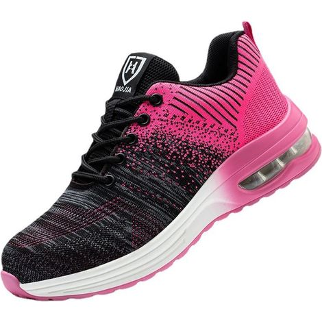 Chaussures de Sécurité Femmes, Légère Basket de Sécurité, Confortable Antidérapante Chaussures de Travail Respirantes Rose Taille 39 (1/5)