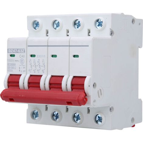Lot de 3 disjoncteurs DZ47-63Z DC1000V 4P MCB pour applications photovoltaïques, protection contre les surcharges, les fuites et les courts-circuits, 40 A (1/5)