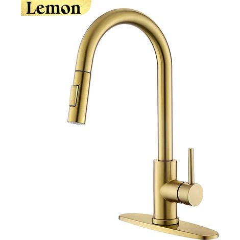 Robinet de cuisine en or brossé avec douchette extractible (1/5)