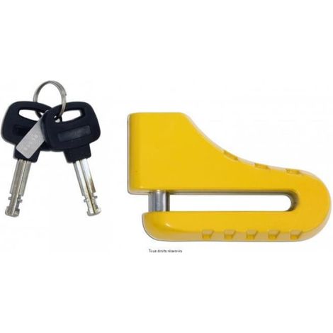 Bloc Disque - Antivol Pour Moto Scooter Vélo - Acier Trempé Ø10 mm - Jaune - 2 Clés