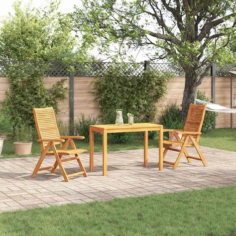vidaXL  Garden Dining Set  3 pcs Brown Solid Acacia Wood