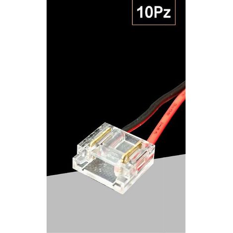 TrAdE Shop Traesio - Kit 10 Pezzi Connettore Alimentazione Per Striscia Strip Led 2 Pin 8 Mm Cn8mm-cv - (1/2)