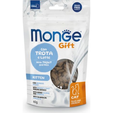 Monge Gift Snack Filled And Crunchy Pour Chatons Kitten Avec Truite Et Lait 60 g