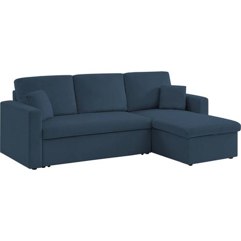 sweeek -  3-Sitzer Ecksofa mit Schlaffunktion, Cord, Blau (1/5)