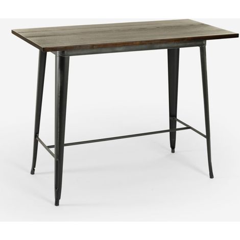Table à manger de salon 120x60x106 vintage industriel en métal Catal Brush - Noir