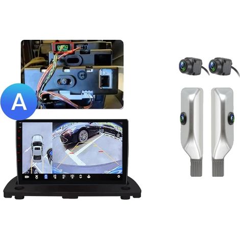 Radio de voiture, fonction panoramique à 360°, intégration smartphone, compatible avec Volvo XC90 2004-2014 sans fil, V9 Plus (6 Go 128 Go) + caméra 360° (blanc) - A (1/2)
