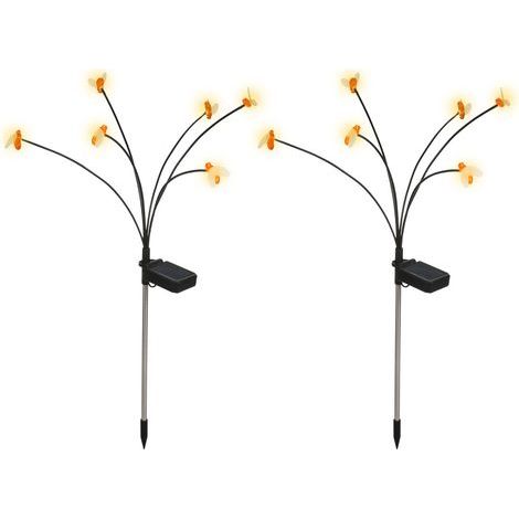 Lot de 2 lumiere Petite abeille solaire exterieur, Lampe Solaire Led Firefly Plug Light, lumière Petite abeille à énergie solaire, Lampes Solaires Extérieures, Lampes Solaires de Jardin-6 perles de LE (1/5)