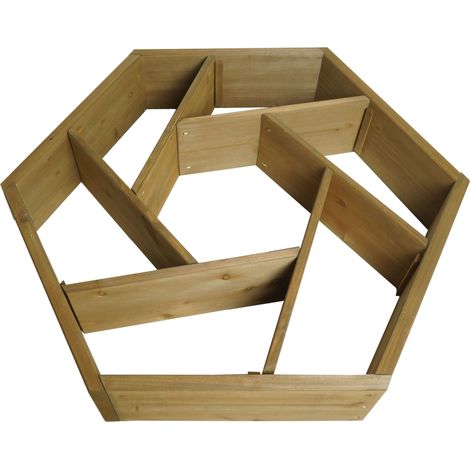 Jardinière pot de fleur parterre de fleurs 7 compartiments carré 100 x 87 cm extérieur bois de sapin marron 040007222