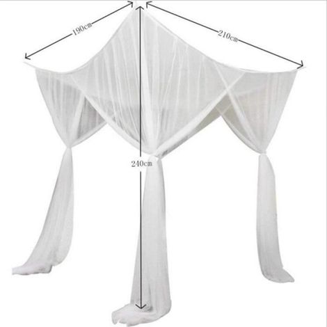 Moustiquaire de Lit, Ciel de Lit - Moustiquaire à Quatre Portes, Onvient à La Plupart des Tailles de Lits - Blanc (1/4)