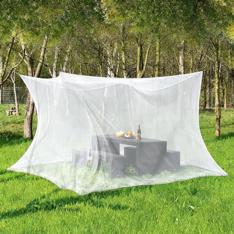 Moustiquaire 300 × 250 × 240 cm – Pour gazebo, jardin, terrasse, camping, lit – 220 mailles fines avec 1 porte – Blanc (1/5)