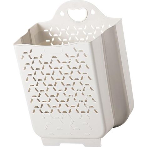 Panier à linge mural pliable – Design compact – Poignée – Installation facile – Salle de bain (1/5)