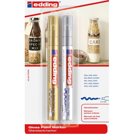edding 750 Glanzlackmarker 2er Set gold und silber