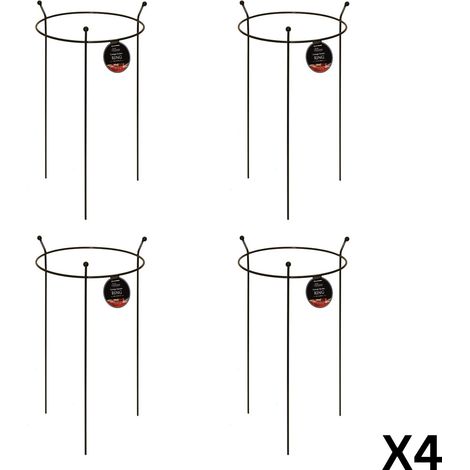 4 Pack of Small 60cm x 35cm Heavy Duty Black Steel Herbaceous Garden Plant Support Ring (1/5)