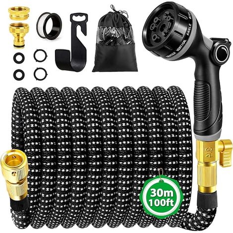 Garden Hose, Garden Hose with 1/2 Inch and 3/4 Inch Adapter, Hoses with 10 Spray Models for Garden Irrigation Cleaning Washing Car (1/5)