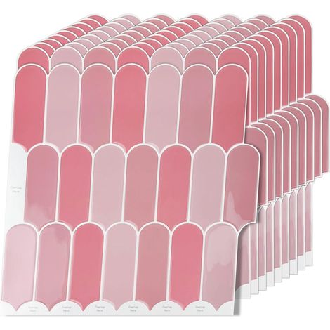 10 Pièces Credence Adhesive pour Cuisine Bain, 3D Dalle PVC Adhesive Murale, Sticker Carrelage Autocollant Mural, Carrelage Adhesif Mural pour Cuisine Salle de Bain (E-Rose-30.5x30.5CM) (1/5)