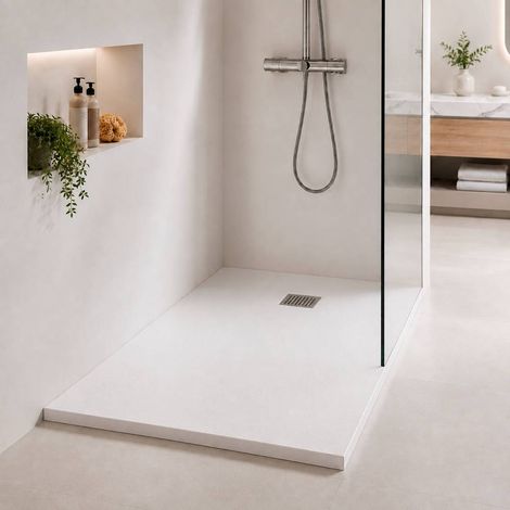 Receveur de douche AQUALITE ULTRASLIM Bonde Frontale PN24 extra-plat 26mm - 120x80 Blanc (1/5)