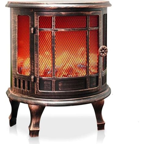 Chimenea Decorativa de Bronce con Efecto Llama, Chimenea Compacta a Batería (1/5)