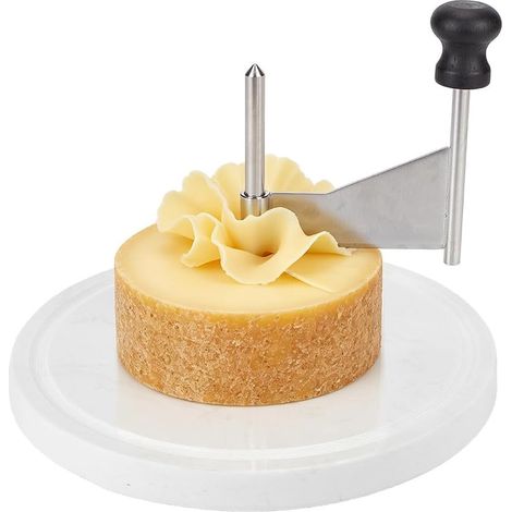 Girolle À Fromage Coupe Tête De Moine Pour Planche Charcuterie  Lame En Acier Inoxydable Socle En Marbre Blanc Tapis Antidérapant Pour Fromage Semi-Dur Nettoyage Facile (1/5)