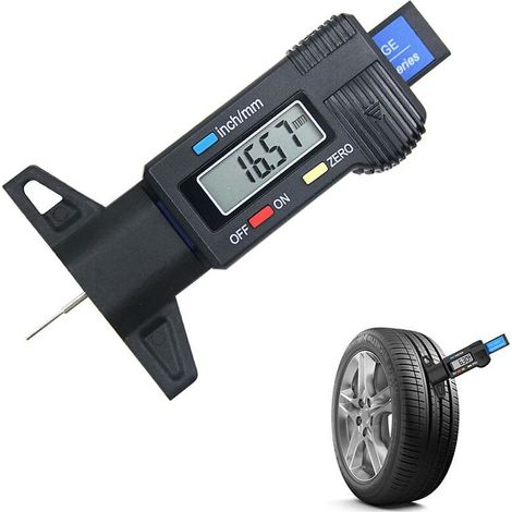 Jauge de profondeur de pneu Longziming, jauge de profondeur de bande de roulement numérique avec écran LCD pour voitures, motos, camions, unités métriques/pouces, 0-25 mm (1/5)