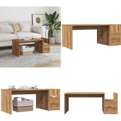 vidaXL Couchtisch Artisan-Eiche 90x45x35 cm Holzwerkstoff (1/5)