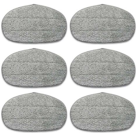 6 tampons pour housse de vadrouille Leifheit CleanTenso pour nettoyage en profondeur des pores, vadrouille à vapeur avec dessous velcro, gris