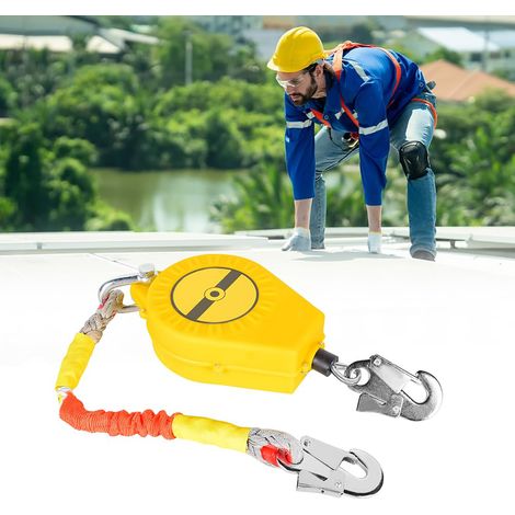 Dispositif antichute à rappel automatique 10m, ligne de vie auto-rétractable professionnel, charge maximale 150 kg, système de sécurité anti-chute pour travaux en hauteur