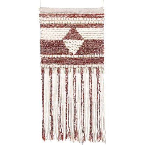 Decorazione da parete lana rosso scuro e beige chiaro 43 x 90 cm boho SAIF (1/5)