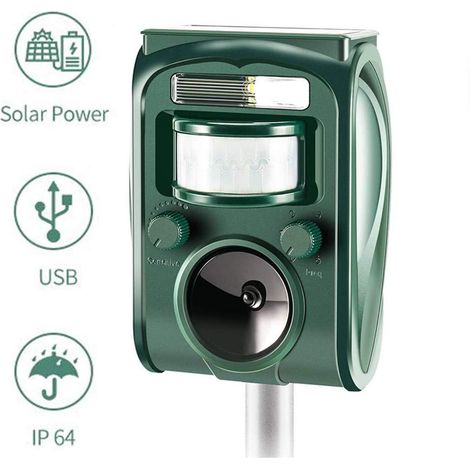 Repulsif Chat Exterieur Ultrason- Solaire Répulsif Chat Exterieur Sensibilité et Fréquence Réglable Ultrason Chat pour Repousser Animaux Nuisibles Protecteur de Jardi.. (1/4)