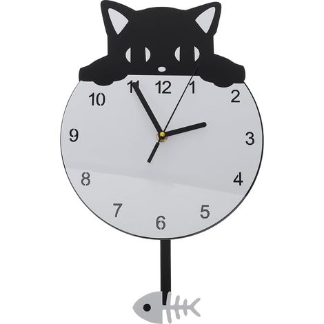 Horloge Murale Silencieuse Motif Chaton en Acrylique, Décoration Murale Moderne pour Salon et Chambre, Style Aléatoire, Design Artistique, pour Chambre D’garçon et (1/5)