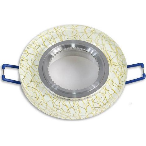 TrAdE Shop Traesio - Porta Faretto Incasso Per Faretto Tondo Vetro Bianco Venature Oro Argento P15 - Oro (1/2)