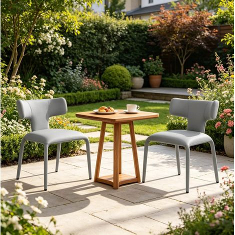 Chaise de salle à manger 53x53x78 cm en simili cuir gris, moderne, lot de 2 FloraGrace (1/5)