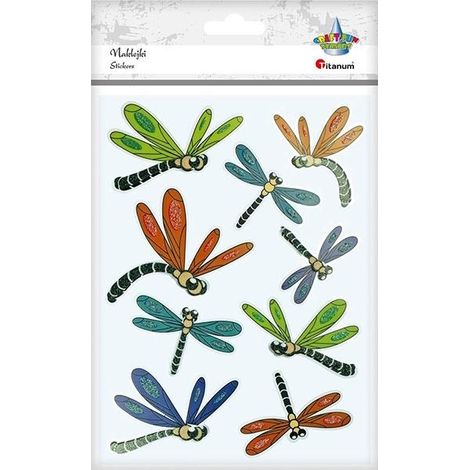 Set di 9 adesivi 3D a forma di libellula in lamina.