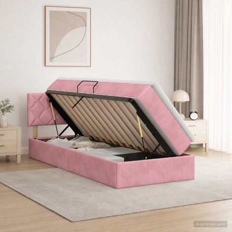 vidaXL Cama con almacenamiento Rosa 90 x 200 cm Terciopelo (1/5)